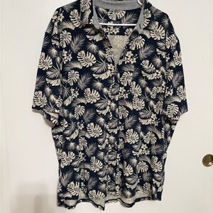 Navy Tropical Print Men's Shirt